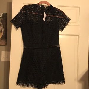 NWT Size Medium Black Lace Romper with Cut-Outs